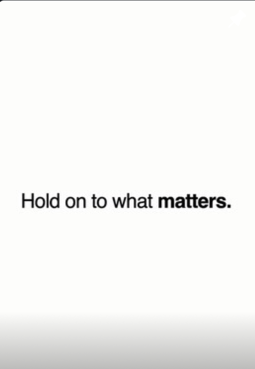 "Hold on to what matters." text-overlay post