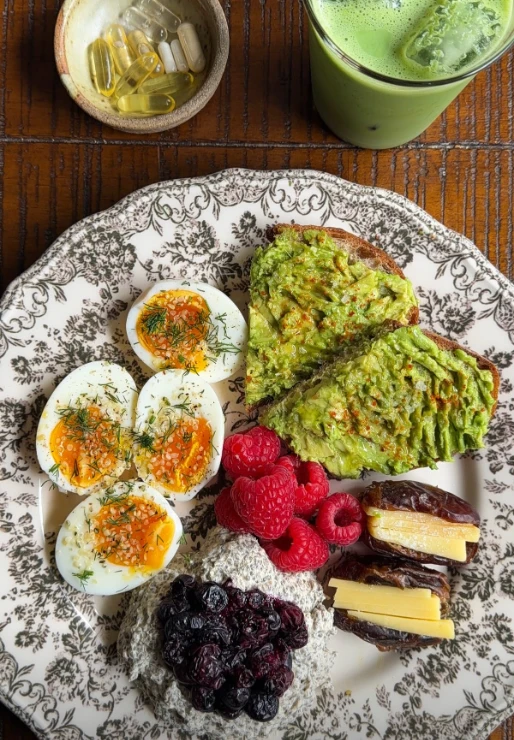 Breakfast plate flat-lay
